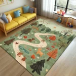 Jungle Road Square Kid’s Rug - Washable & Non-Slip Nursery Carpet